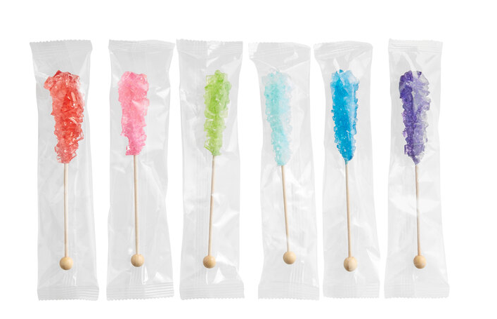 CRYSTAL STICKS WRAPPED - ASSORTED COLORS/FLVR (ROCK CANDY)